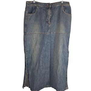 Jeanology Distressed Denim Maxi Skirt In 18